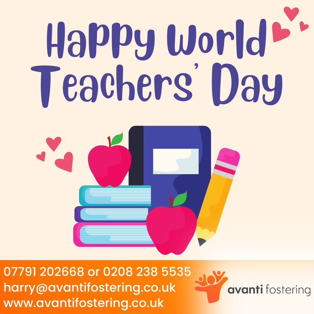 World Teachers' Day, celebrated on 5th October, honours the dedication and impact of teachers worldwide. It’s a day to recognise the essential role educators play in shaping the future, empowering students, and fostering lifelong learning. Teachers not only impart knowledge but also inspire, guide, and nurture the minds of future generations, making their contribution invaluable to society.

To start your fostering journey please contact us today on 07791 202668 or 0208 238 5535. Visit our website www.avantifostering.co.uk, or email us at harry@avantifostering.co.uk

#avantifostering #fosterparents #CouldYouFoster #FosterUK #childcare #fostering #foster #fosterachild #fosterchild #fosterchildren #fosteringchildren #fosterchildrenmatter #fosterparent #fosterfamily #London #westmidlands #jobs #teacher #nurse #NowHiring #CareerChange #fostercare #ukfostercare #ThankYouTeachers #WorldTeachersDay #InspiringMinds